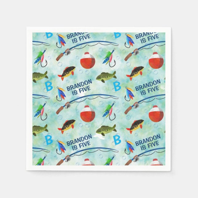 Fifth birthday Gone fishing themed party Napkin (Front)