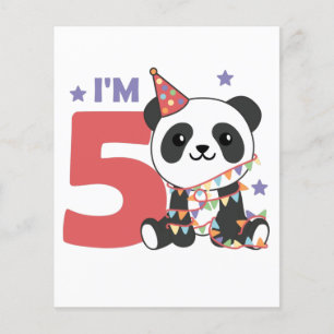 Fifth Birthday Panda For Kids 5 Years