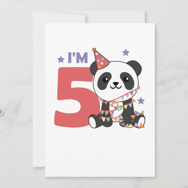 Fifth Birthday Panda For Kids 5 Years Invitation (Front)