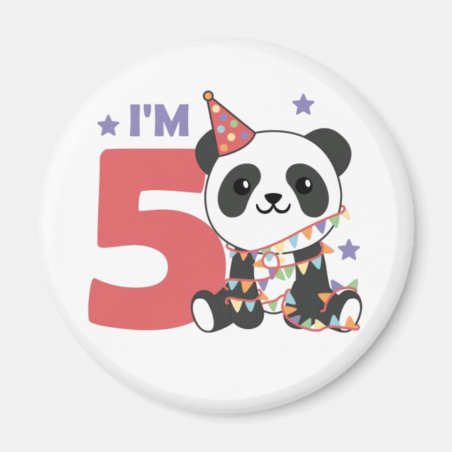 Fifth Birthday Panda For Kids 5 Years Magnet (Front)