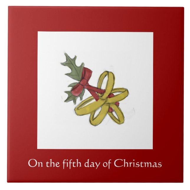 Fifth Day of Christmas Tile - Golden Rings (Front)