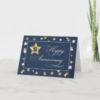 Fifth Employee Anniversary Navy Gold Effect Stars