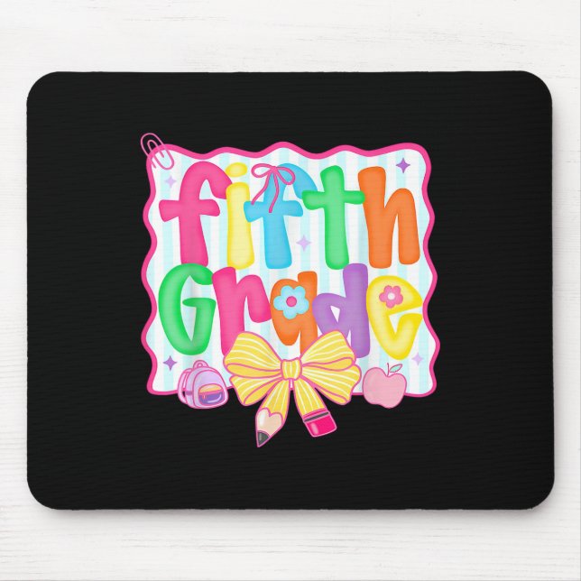 Fifth Grade Coquette Bow Back To School First Day  Mouse Mat (Front)
