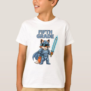 Fifth Grade Fox Knight Warrior Back to School T-Shirt