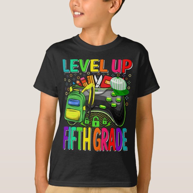 Fifth Grade Level Up Back To School Unlocked  T-Shirt (Front)