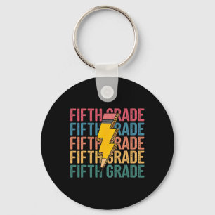 Fifth Grade Lightning Bolt Pencil Retro Teacher Bo Key Ring