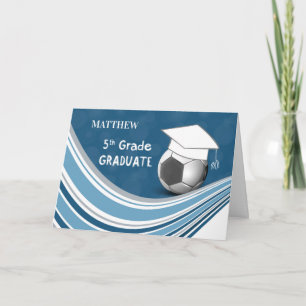 Fifth Grade Personalize Name Number Blue Graduate Card