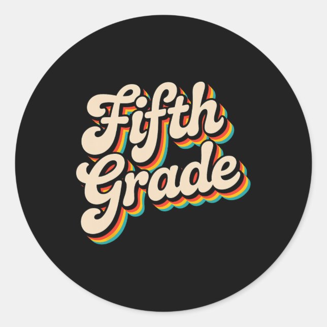 Fifth Grade Retro Teacher  Classic Round Sticker (Front)
