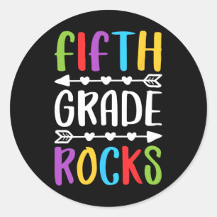 Fifth Grade Rocks  5th Grade Back To School   Classic Round Sticker