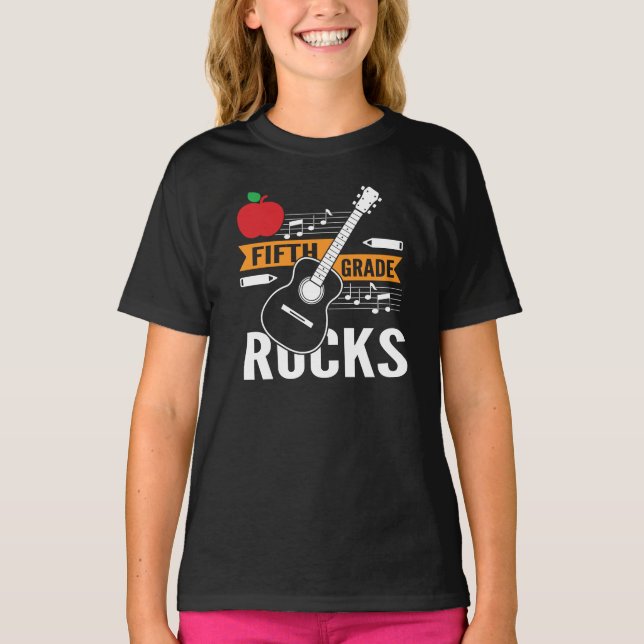 Fifth Grade Rocks 5th Grade Teacher Student T-Shirt (Front)