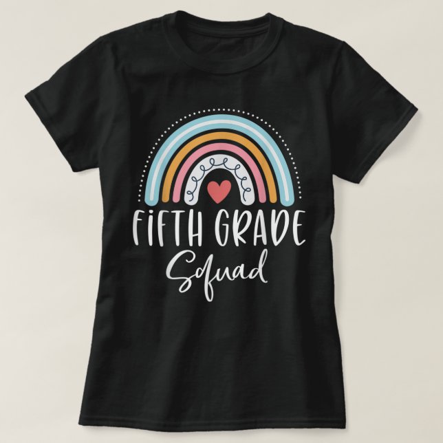 Fifth Grade Squad Cute Rainbow Heart 5th Grade Tea T-Shirt (Design Front)