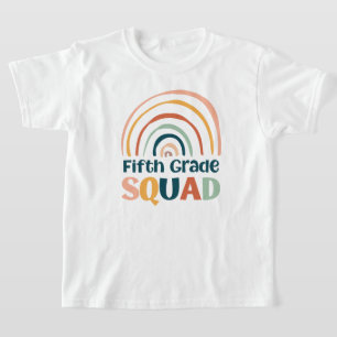 Fifth Grade Squad retro boho rainbow colorful  T-Shirt