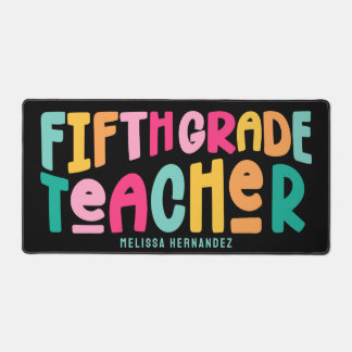 Fifth Grade Teacher | Colorful Text Design Desk Mat