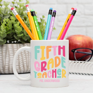 Fifth Grade Teacher Colourful Text Custom Two-Tone Coffee Mug