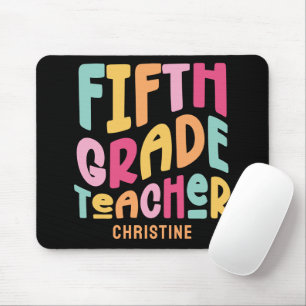 Fifth Grade Teacher Colourful Text  Mouse Mat
