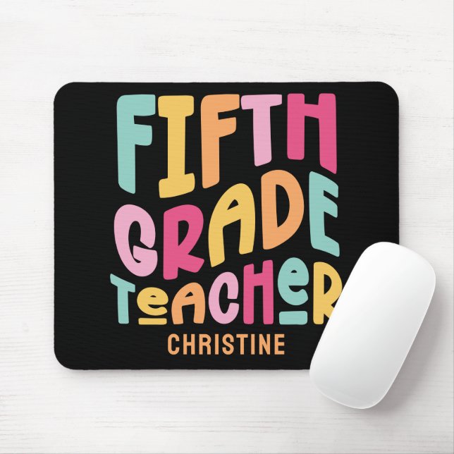 Fifth Grade Teacher Colourful Text  Mouse Mat (With Mouse)