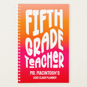 Fifth Grade Teacher Orange Red Ombre Planner