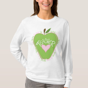 Fifth Grade Teacher Pink & Green Apple T-Shirt