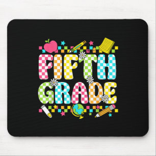 Fifth Grade Teacher Student Groovy Chequered Back Mouse Mat