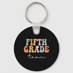 Fifth Grade Team Retro Groovy Vintage First Day Of Key Ring