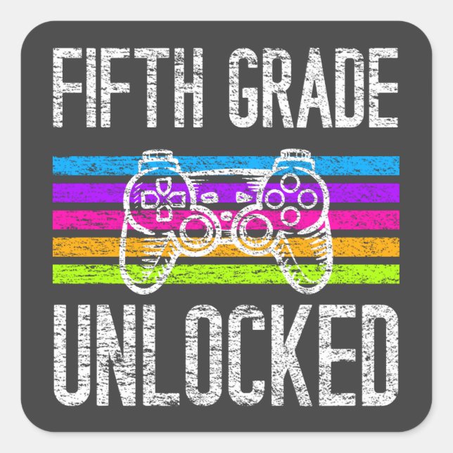 Fifth Grade Unlocked Back to School Square Sticker (Front)