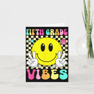 Fifth grade vibes retro smile face back to school card