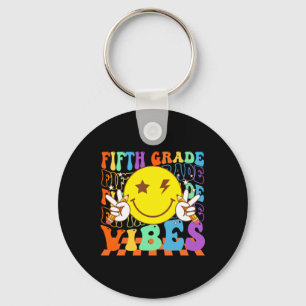 Fifth Grade Vibes Smile Face Groovy First Day Of Key Ring