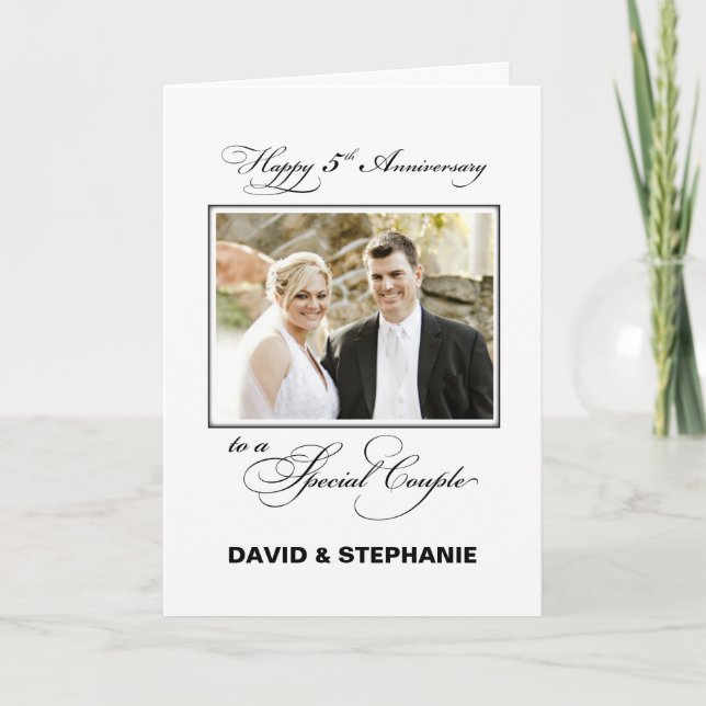 Fifth Wedding Anniversary Custom Name/Photo Card (Front)