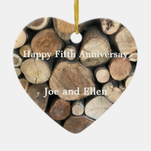 Fifth Wedding Anniversary Editable Ceramic Tree Decoration