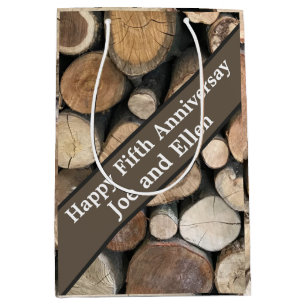 Fifth Wedding Anniversary Editable   Medium Gift Bag