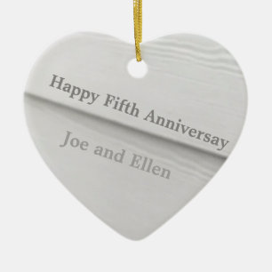 Fifth Wedding Anniversary wood Editable Ceramic Tree Decoration