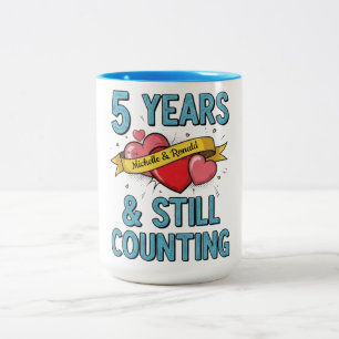 Fifth Year Anniversary Two-Tone Coffee Mug