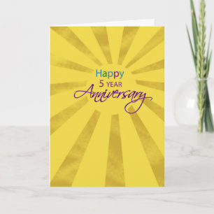 Fifth Year Employee Business Anniversary Sun Card