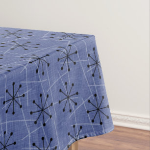 Fifties Blue with Black Starbursts   Atomic Retro Tablecloth