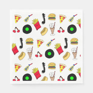 Fifties Diner Nostalgic Style Records, Food Napkin