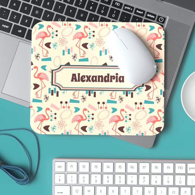 Fifties Flamingo Pattern Personalised Mouse Mat (Creator Uploaded)