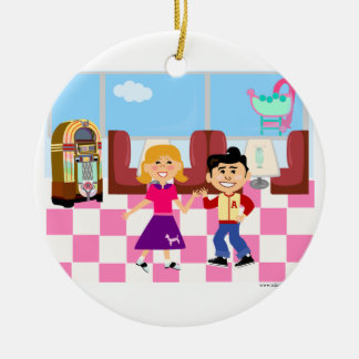 Fifties Fun Sock Hop Diner Ceramic Tree Decoration