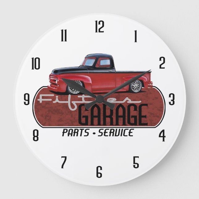 Fifties Garage with Truck Large Clock (Front)