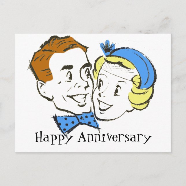 Fifties Happy Anniversary Postcard (Front)