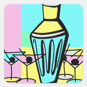 Fifties Martini Square Sticker