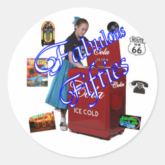 Fifties Memorbilia icons Classic Round Sticker