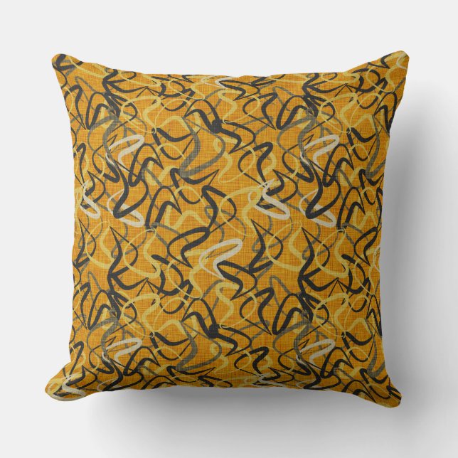 Fifties Mid-Century Modern | Gold, Black, Grey Cushion (Front)