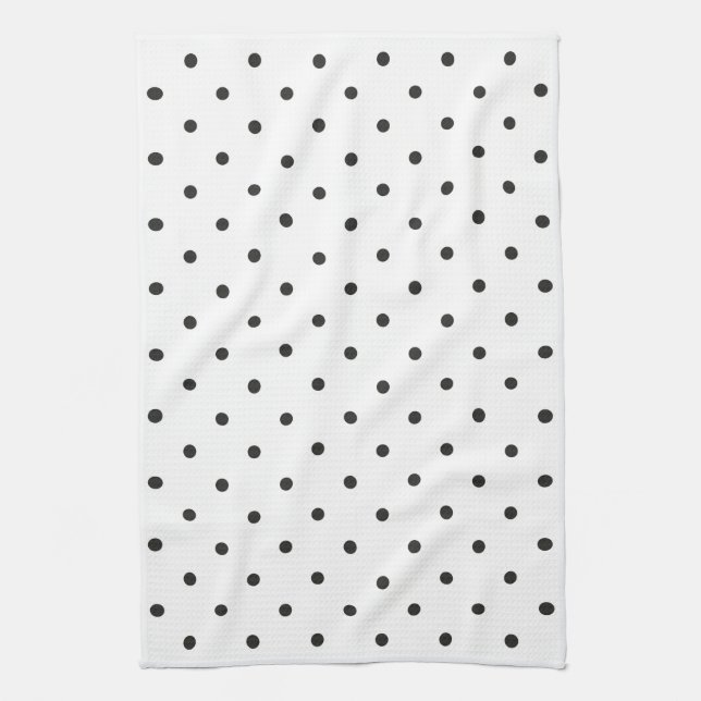 Fifties Style Black and White Polka Dot Tea Towel (Vertical)