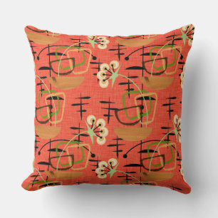 Fifties Style Houseplants   Atomic Patterns Cushion