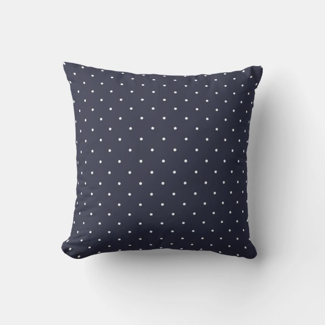 Fifties Style Navy Blue Polka Dot Cushion (Front)