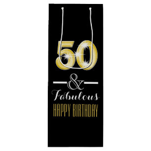 Fiftieth 50th birthday wine bottle gift bag