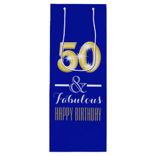 Fiftieth 50th birthday wine bottle wine gift bag