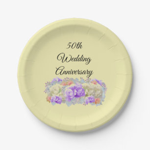 Fiftieth Anniversary Mixed Floral Paper Plates
