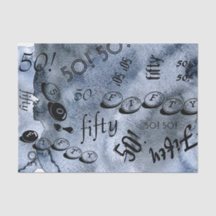 Fiftieth Birthday 50th Black Over the Hill Tissue Paper