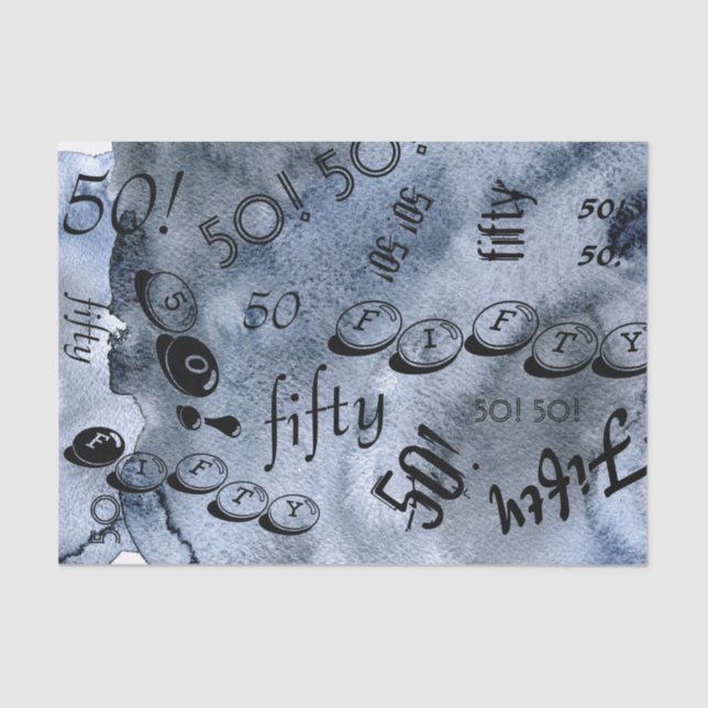 Fiftieth Birthday 50th Black Over the Hill Tissue Paper (Front)